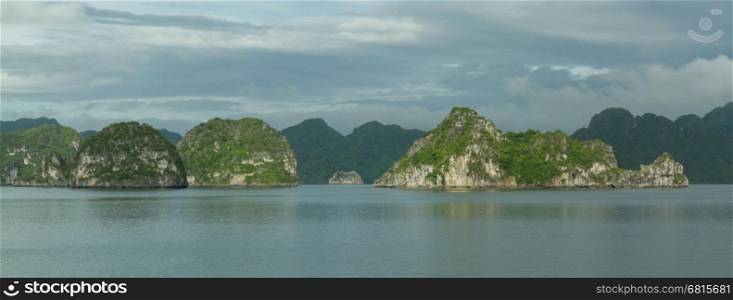 Limestone rocks in Halong Bay, Vietnam, one of the seven world wonders