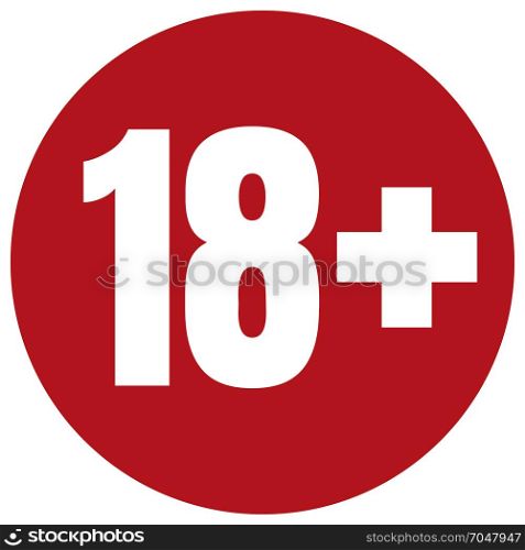 Limit age icon on red background. Icons age limit flat illustration.. Limit age icon on red background. Icons age limit from 18, flat illustration.
