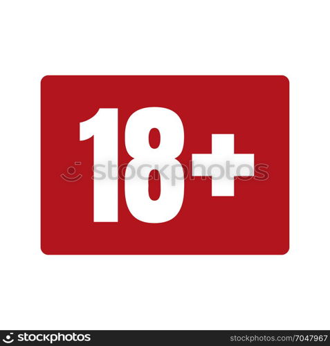 Limit age icon on red background. Icons age limit from 18, flat illustration.. Limit age icon on red background. Icons age limit flat illustration.