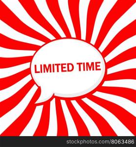 Limited time Speech bubbles wording on Striped sun red-white background