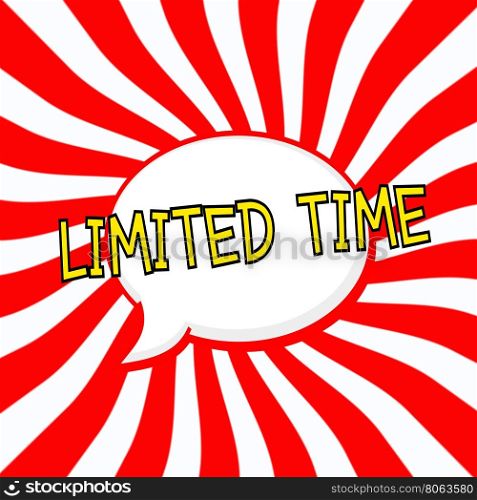 Limited time Speech bubbles yellow wording on Striped sun red-white background