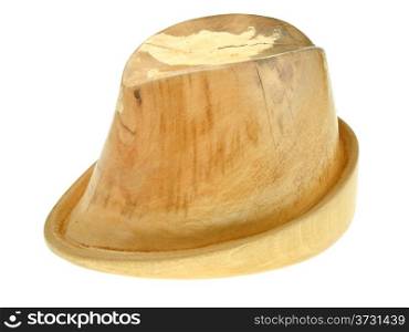linden wooden hat block isolated on white background