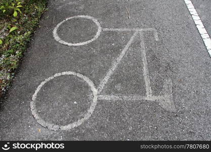 Line for bicycle on the road in Thailand