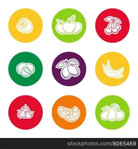 Line fruit icon set. Line fruit icon set in colorful curcles vector illustration