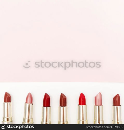 line metallic lipsticks white background