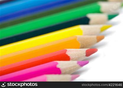 line of colorful pencils isolated