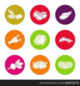 Line vegetable icon set. Line vegetable icon set in colorful curcles vector illustration