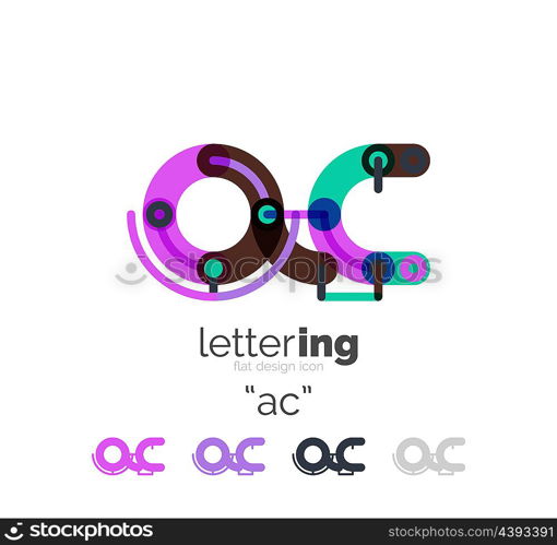 Linear business logo letter. Letter logo business linear icon on white background. Alphabet initial letters company name concept. Flat thin line segments connected to each other