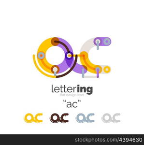 Linear business logo letter. Letter logo business linear icon on white background. Alphabet initial letters company name concept. Flat thin line segments connected to each other