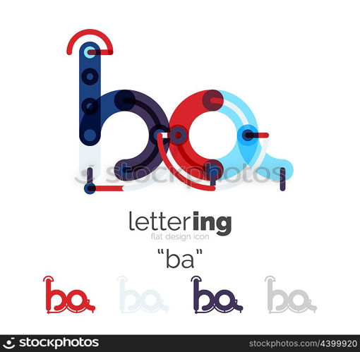 Linear business logo letter. Linear business logo letter. Alphabet initial letters company name concept. Flat thin line segments connected to each other.