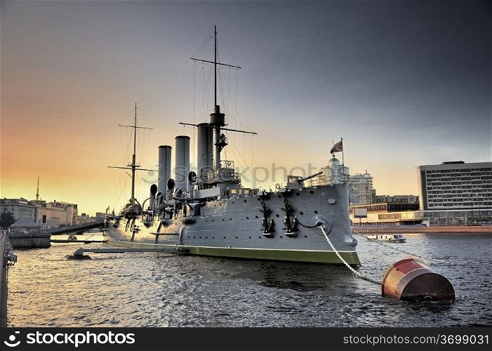 Linear cruiser Aurora, the symbol of the October revolution in Russia