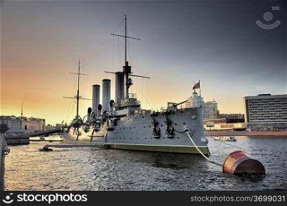 Linear cruiser Aurora, the symbol of the October revolution in Russia