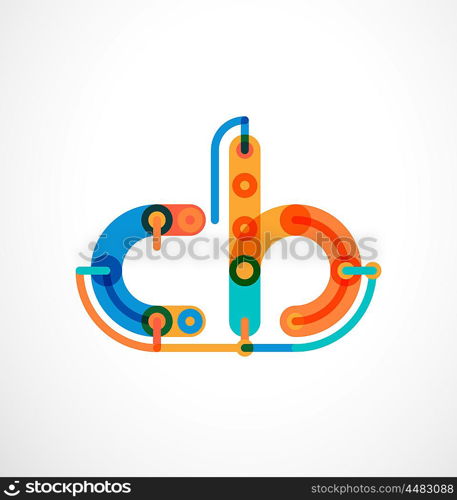 Linear initial letters, logo branding concept, cartoon funny style