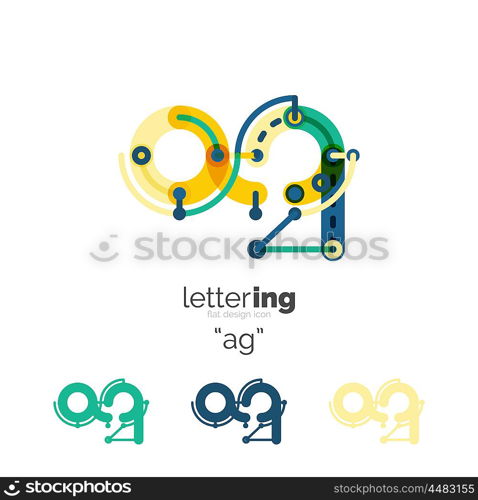 Linear initial letters, logo branding concept, cartoon funny style