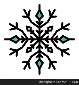 Linear snowflake icon. Outline linear snowflake vector icon color flat isolated. Linear snowflake icon color outline vector