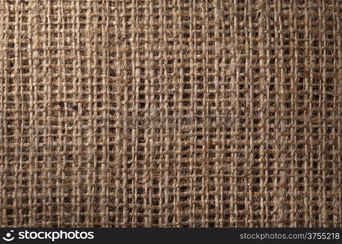 Linen sack background, vintage style. Macro shot