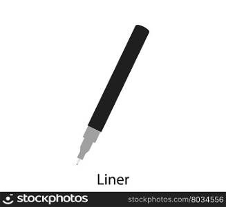 Liner pen icon. Flat color design.