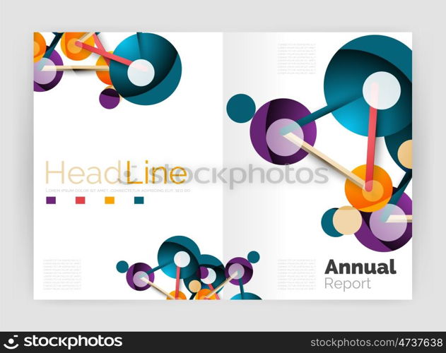 Lines and circles, modern abstract business annual report template. illustration