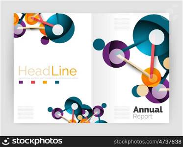 Lines and circles, modern abstract business annual report template. illustration