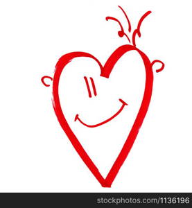 Lines marker heart Valentine?s day red love funny character face