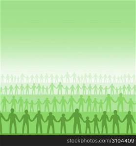 Lines of people on green background