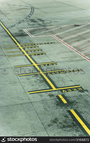 Lines on runway concrete at Melbourne Airport, Australia