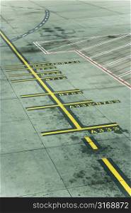 Lines on runway concrete at Melbourne Airport, Australia