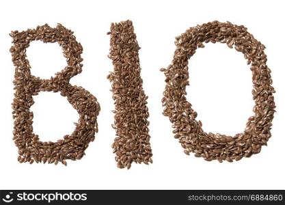 Linseed bio sign photo. Beautiful picture, background, wallpaper