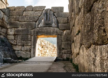 Lion gate picture in Mykines, Greece