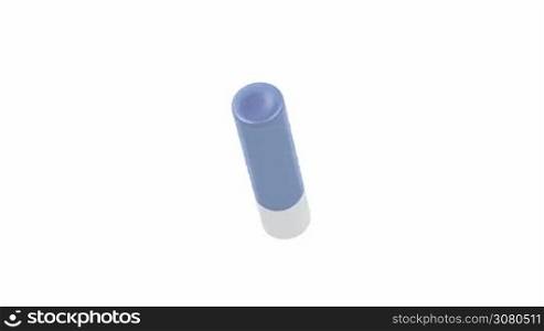 Lip balm stick, spins on white background