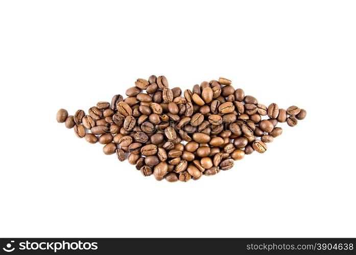 lips from coffee beans isolated on white