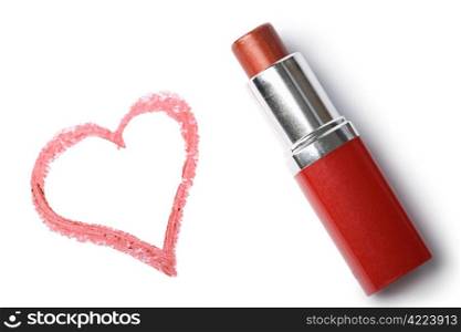 lipstick and heart isolated