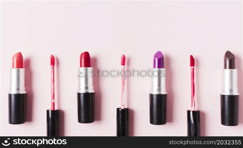 lipstick brushes light surface