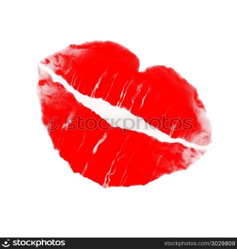 lipstick kiss isolated on white - red. lipstick kiss isolated on white - red traces