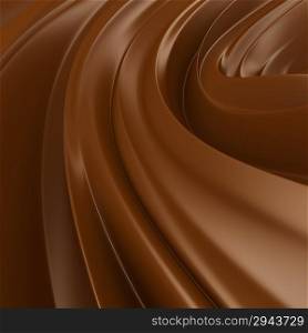 Liquid Chocolate background. Choco wave swirl. Clean detailed tasty render.