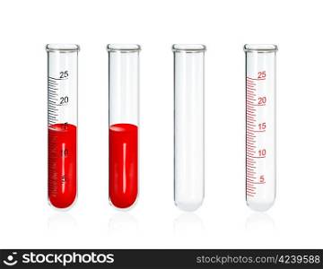 liquid in laboratory test tubes isolated on white background