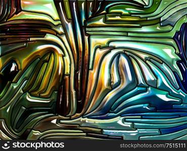 Liquid Pattern series. Abstract background made of Stained glass design reminiscent of Art Nouveau for use with projects on Nature, beauty and spirituality