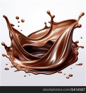 liquid splash chocolate isolated on white. for printing, web design, product.