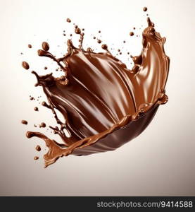 liquid splash chocolate isolated on white. for printing, web design, product.