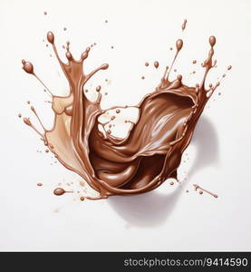 liquid splash chocolate isolated on white. for printing, web design, product.