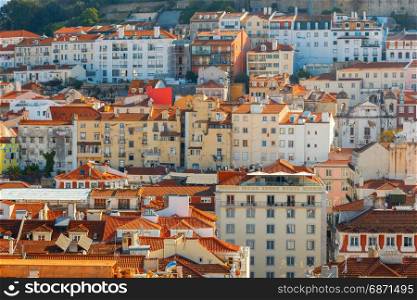 Lisbon. Aerial view of the city.. Aerial view of the city from the observation deck Santa Justa. Lisbon. Portugal.