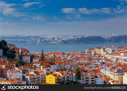 Lisbon. Aerial view of the city.. Aerial view of the city from the observation deck. Lisbon. Portugal.