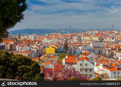 Lisbon. Aerial view of the city.. Aerial view of the city from the observation deck. Lisbon. Portugal.