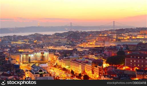 Lisbon city center at sunset. Portugal