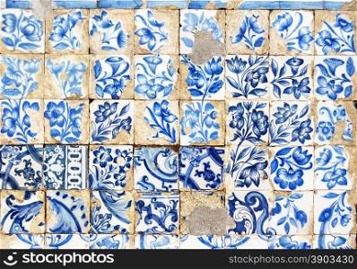 lisbon city portugal blue floral mosaic detail