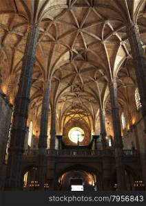lisbon city portugal Jeronimos Monastery main chapel ceiling landmark architecture