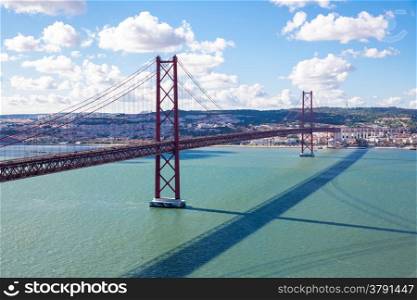 Lisbon cityscape and the 25 de Abril Bridge, Portugal
