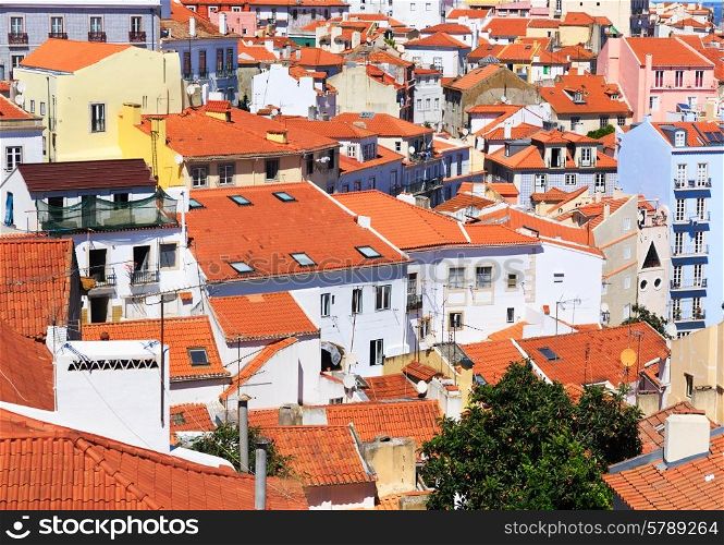 Lisbon cityscape, view of the Alfama downtown