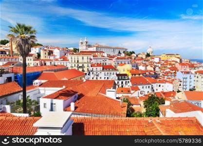 Lisbon cityscape, view of the Alfama downtown.
