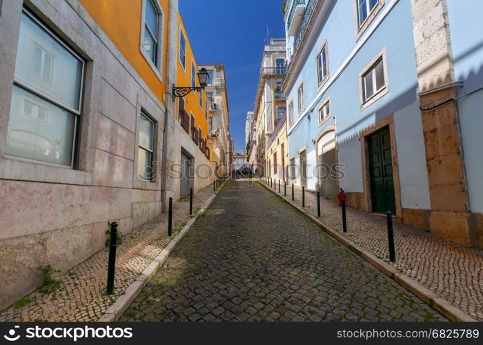 Lisbon. Old streets.. Old streets in the historical part of Lisbon Alfama. Portugal.